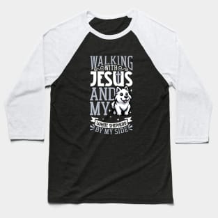 Jesus and dog - White Shepherd Baseball T-Shirt